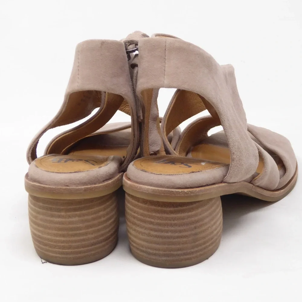 Sofft Womens Camille Heeled Wraparound Sandals Taupe Suede Block Heel 9M